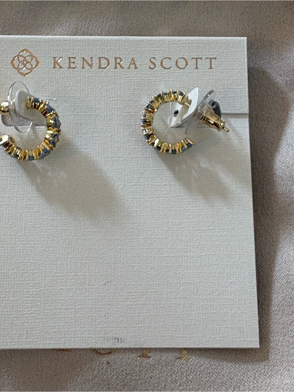 Kendra Scott Gold Hoop Earrings with Light Blue Stones - Picture 2 of 3